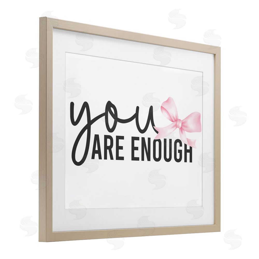 Kim Allen You Are Enough with Ribbon Brown Framed Print Under Glass with Matting Wall Art