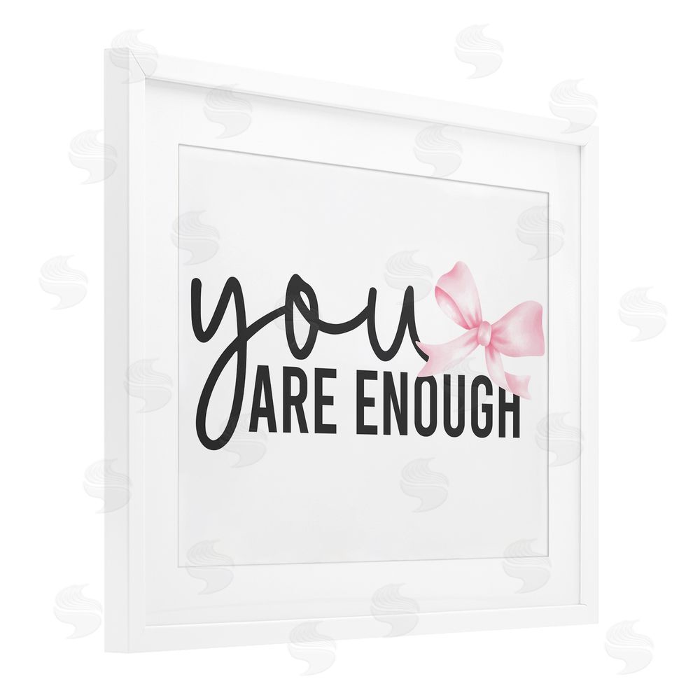 Kim Allen You Are Enough with Ribbon White Framed Print Under Glass with Matting Wall Art