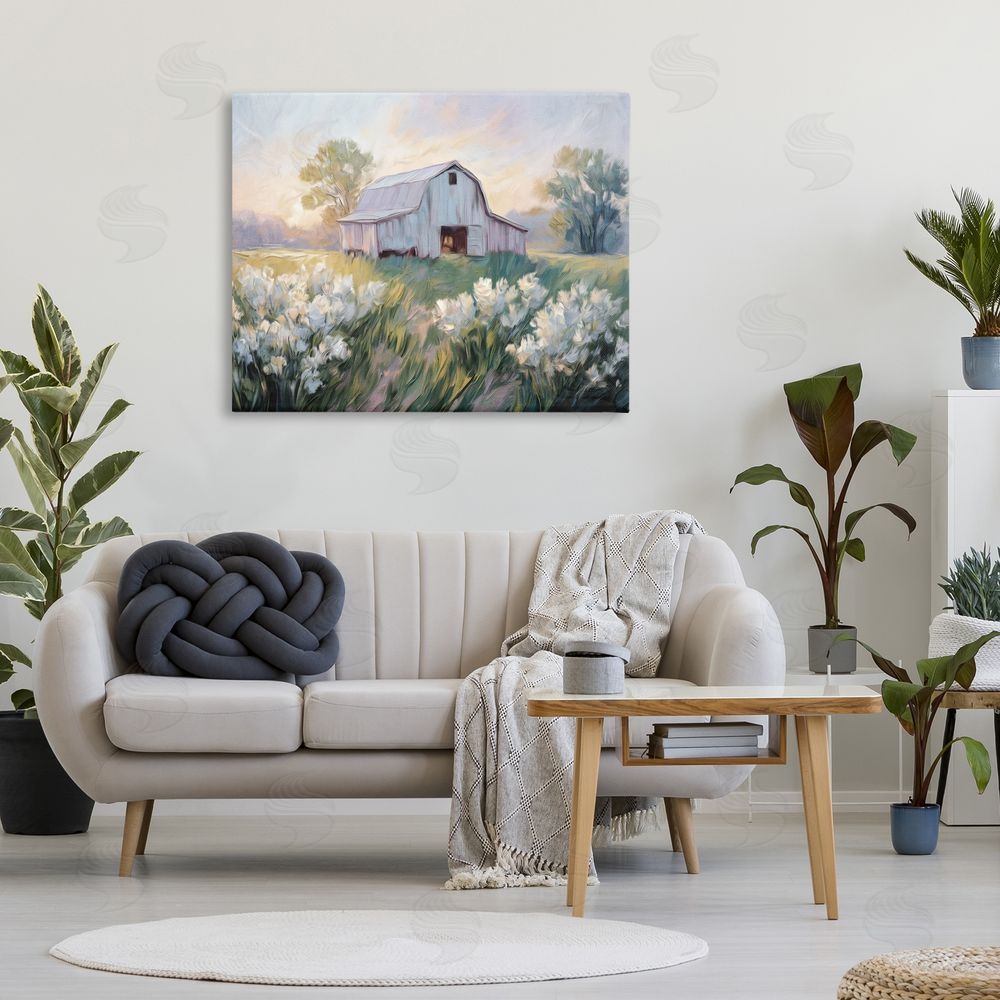 Kim Allen Secluded Barn Landscape Stretched Canvas Wall Art in Room