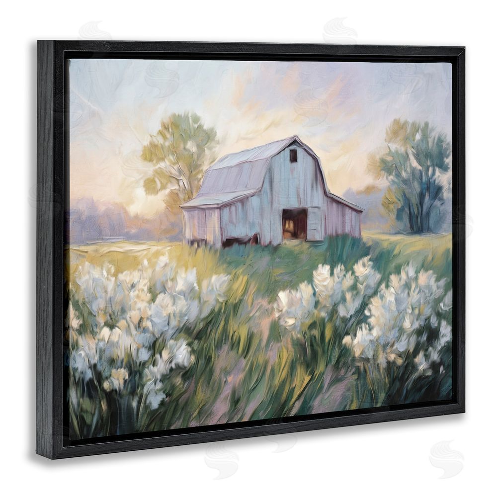 Kim Allen Secluded Barn Landscape Black Floating Frame Canvas Wall Art Print