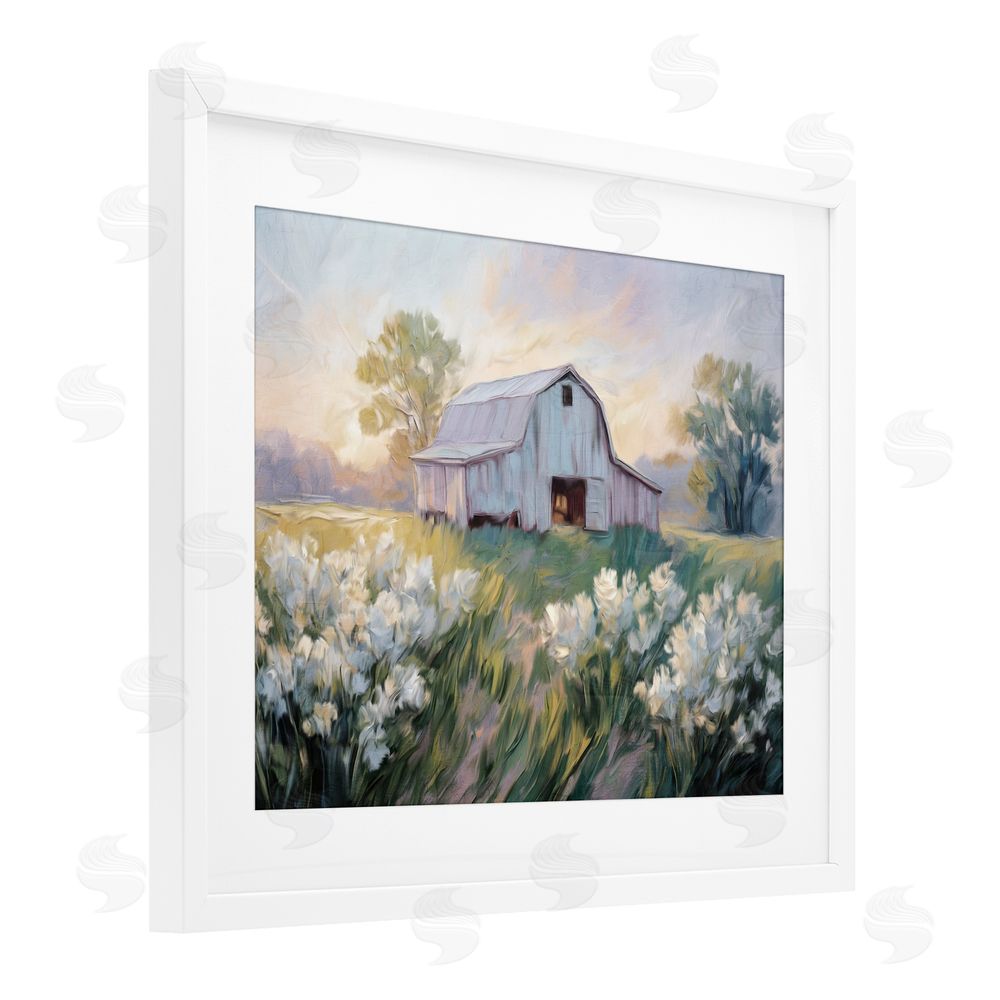 Kim Allen Secluded Barn Landscape White Framed Print Under Glass Wall Art