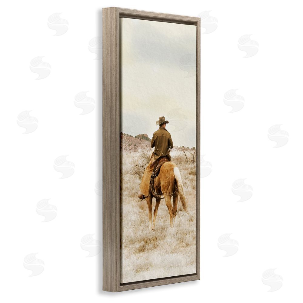 Marcus Prime Wild Wrangling Cowboy Brown Floating Frame Canvas Wall Art Print