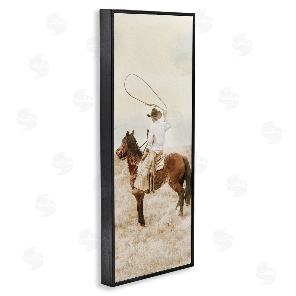 Marcus Prime Wrangling Cowboy Lasso Black Framed Giclee Wall Art Print