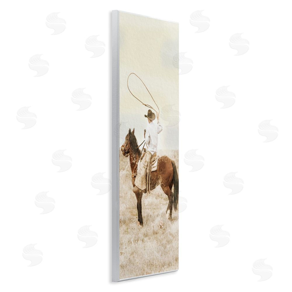 Marcus Prime Wrangling Cowboy Lasso Wooden Wall Plaque Art Print