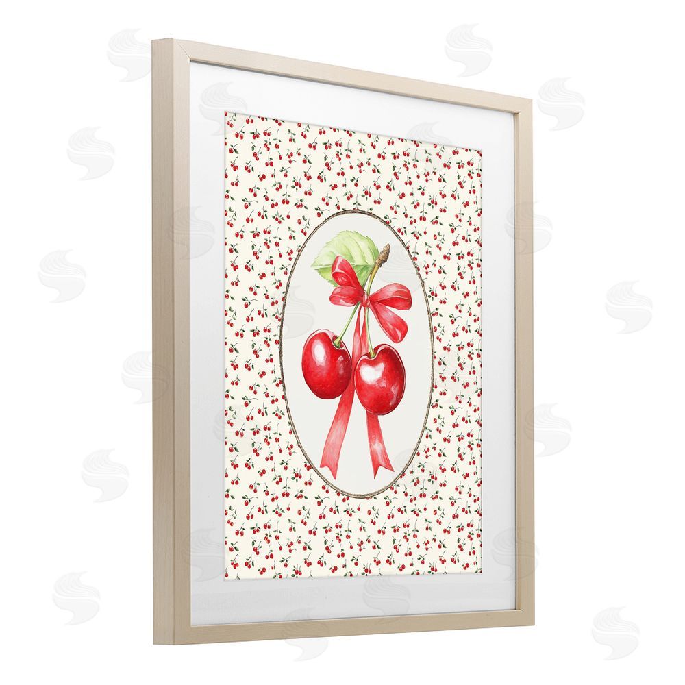 Ramona Murdock Cherries And Berries Vintage Brown Framed Print Under Glass Wall Art