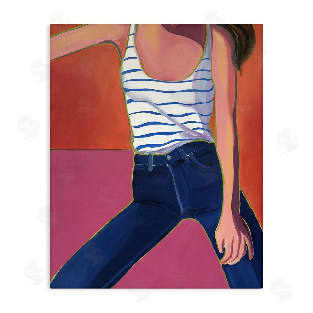 Monica Lee Blue Jean Babe Stretched Canvas Wall Art Print