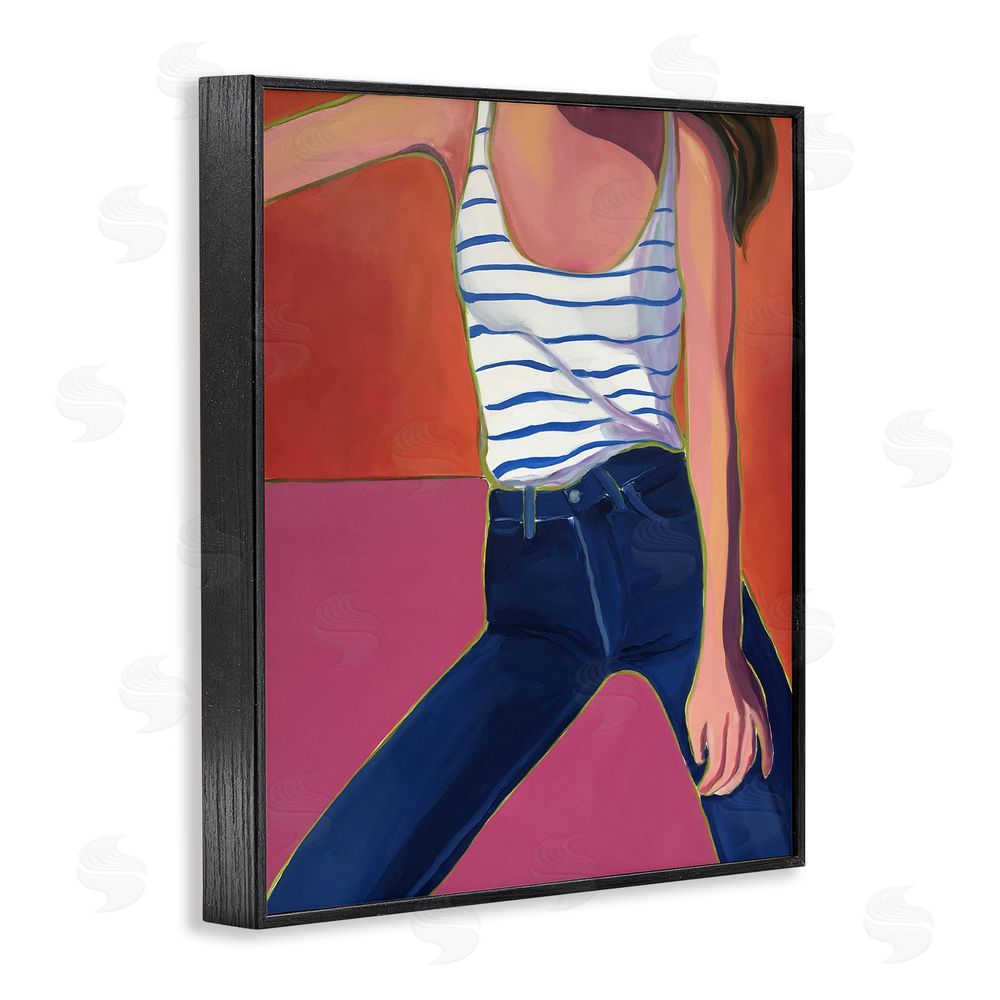 Monica Lee Blue Jean Babe Black Framed Giclee Wall Art Print