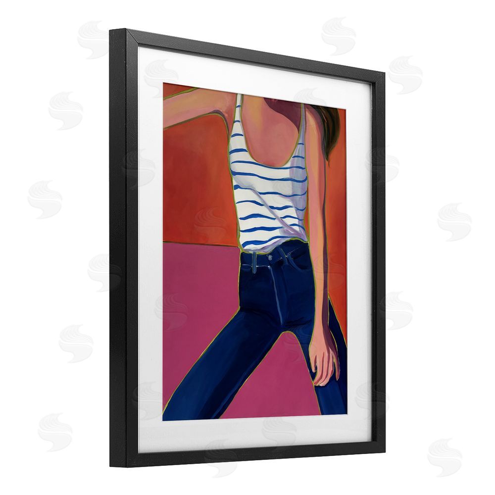 Monica Lee Blue Jean Babe Black Framed Print Under Glass Wall Art