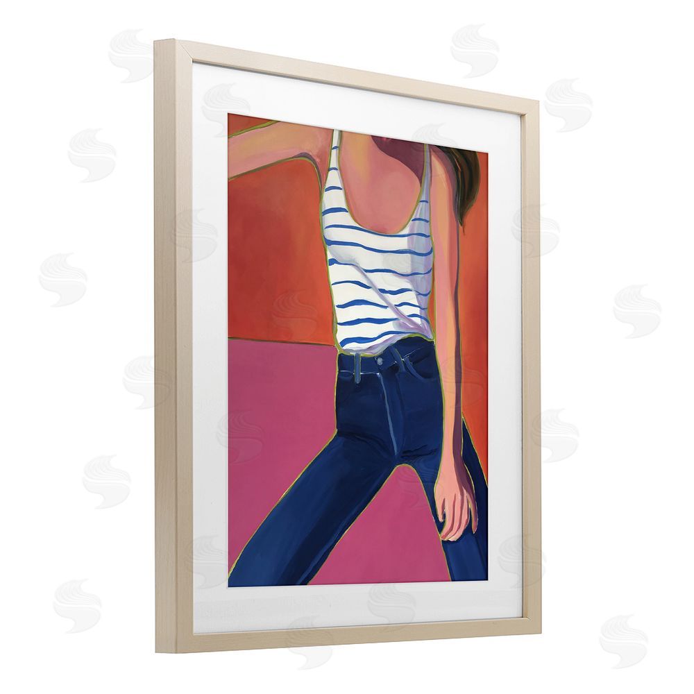 Monica Lee Blue Jean Babe Brown Framed Print Under Glass Wall Art