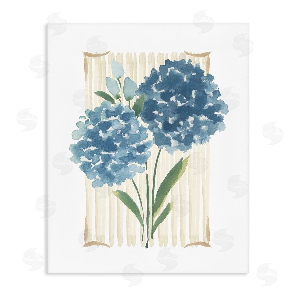 Blue Chair Blessing Blue Hydrangea Garden Bloom Stretched Canvas Wall Art Print