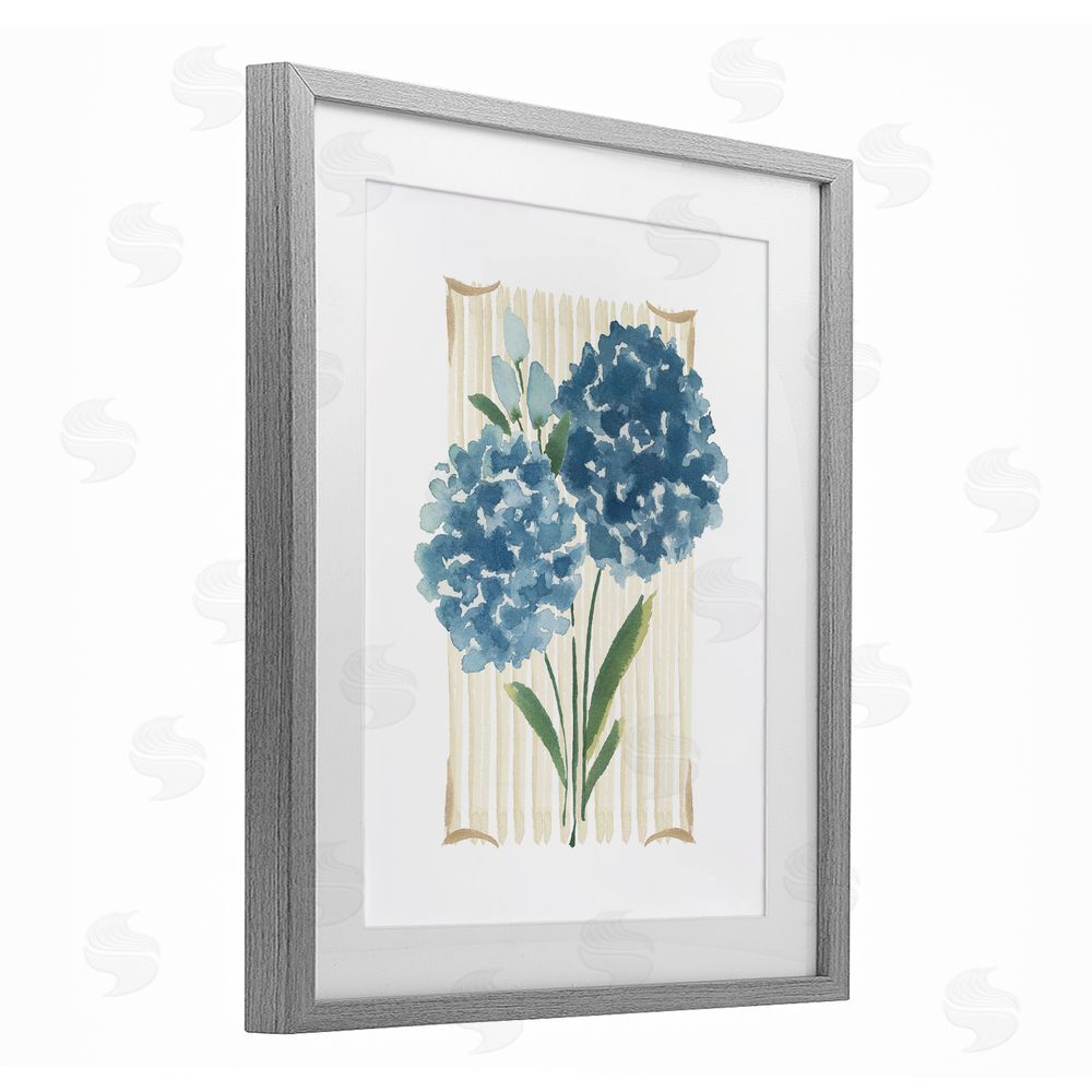 Blue Chair Blessing Blue Hydrangea Garden Bloom Gray Framed Print Under Glass Wall Art