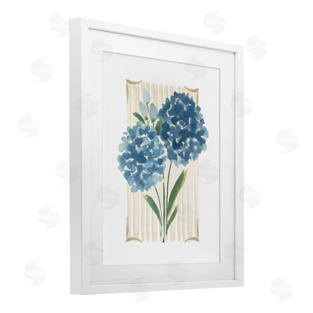 Blue Chair Blessing Blue Hydrangea Garden Bloom White Framed Print Under Glass Wall Art