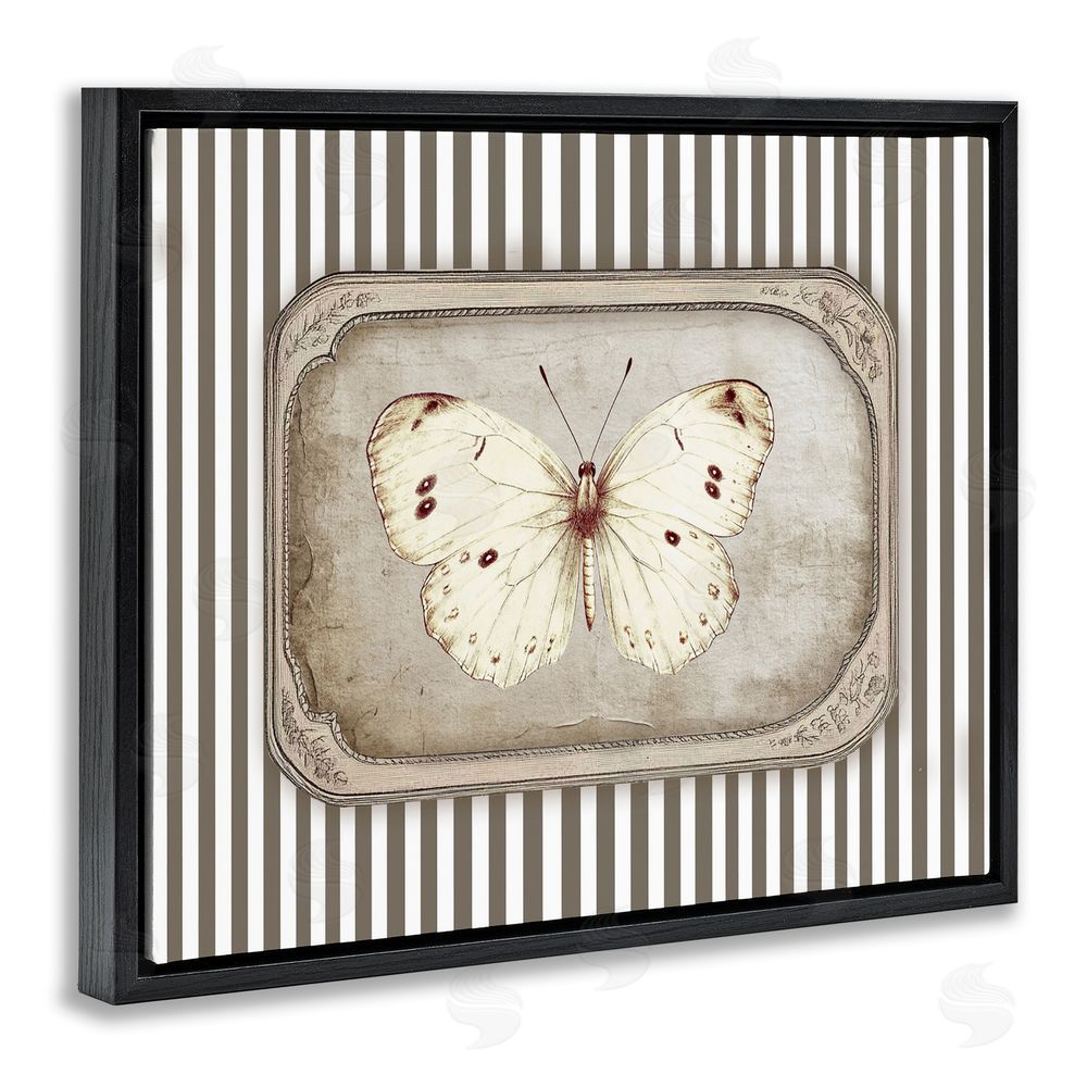 Ramona Murdock Antique Treasures Butterfly Black Floating Frame Canvas Wall Art Print