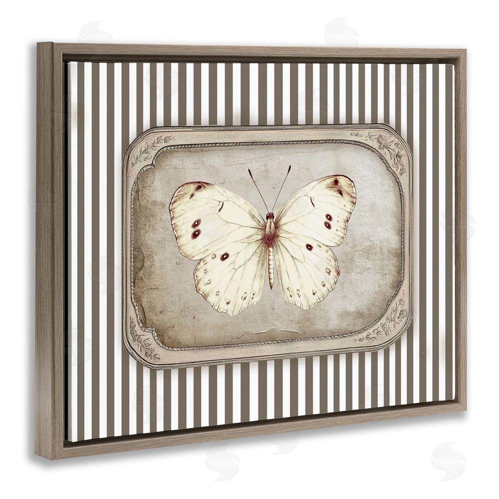 Ramona Murdock Antique Treasures Butterfly Brown Floating Frame Canvas Wall Art Print