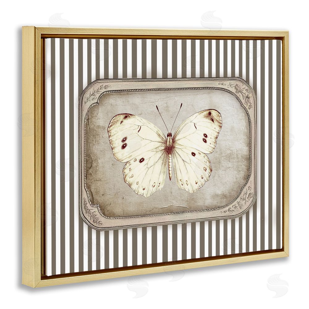Ramona Murdock Antique Treasures Butterfly Gold Floating Frame Canvas Wall Art Print