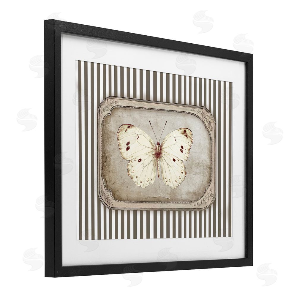 Ramona Murdock Antique Treasures Butterfly Black Framed Print Under Glass Wall Art