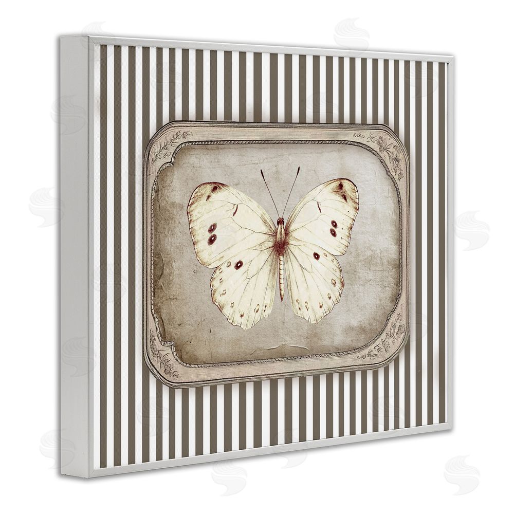 Ramona Murdock Antique Treasures Butterfly White Framed Giclee Wall Art Print
