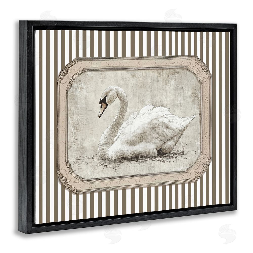 Ramona Murdock Antique Treasures Swan Black Floating Frame Canvas Wall Art Print