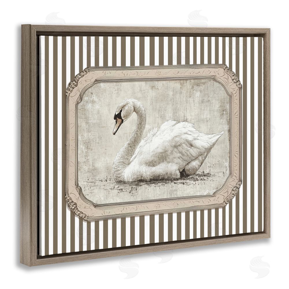 Ramona Murdock Antique Treasures Swan Brown Floating Frame Canvas Wall Art Print