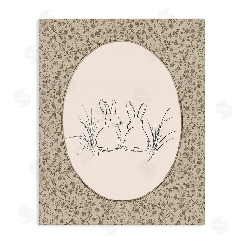 Ramona Murdock Vintage Baby Bunnies Stretched Canvas Wall Art Print