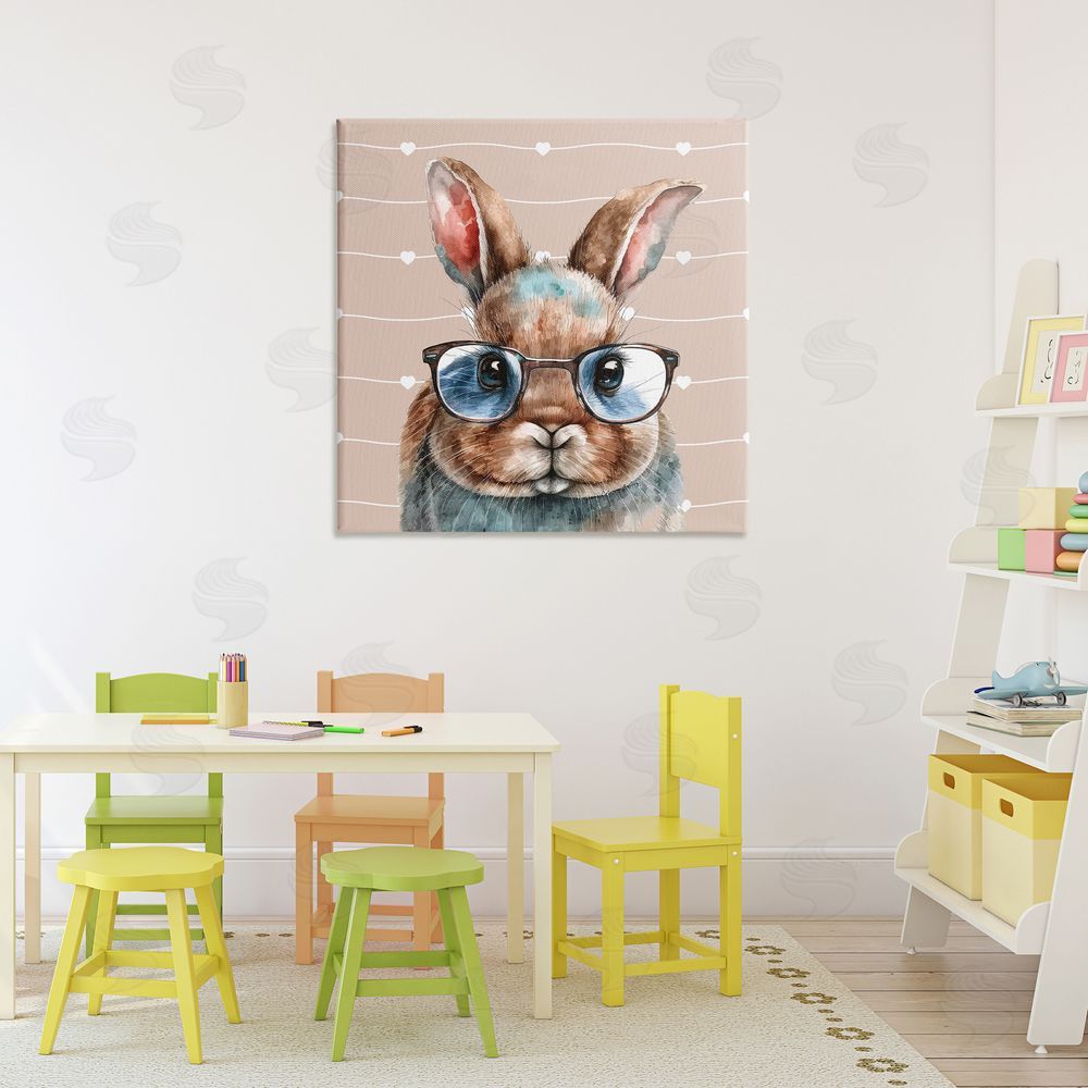 Yvonne Coleman Burney Buster Rabbit with Specs Stretched Canvas Wall Art in Room