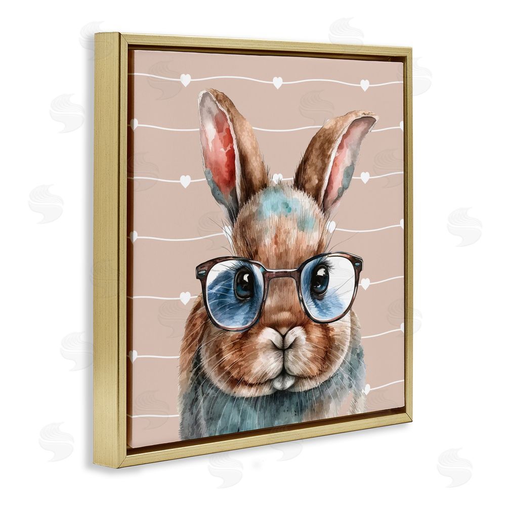Yvonne Coleman Burney Buster Rabbit with Specs Gold Floating Frame Canvas Wall Art Print