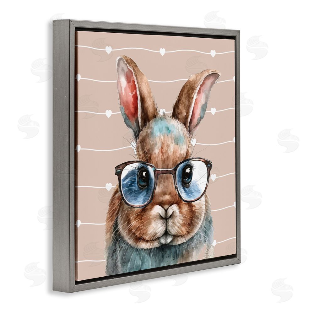 Yvonne Coleman Burney Buster Rabbit with Specs Gray Floating Frame Canvas Wall Art Print