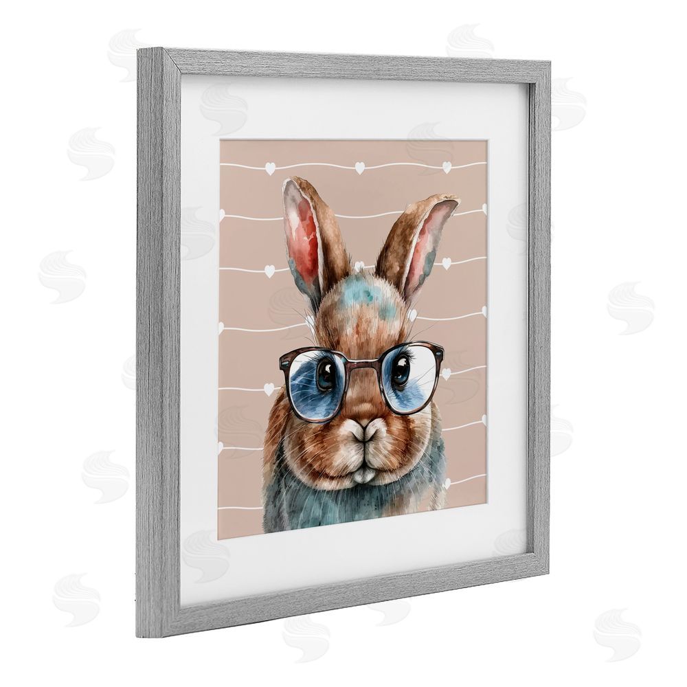 Yvonne Coleman Burney Buster Rabbit with Specs Gray Framed Print Under Glass Wall Art
