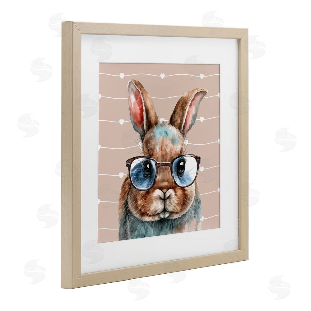 Yvonne Coleman Burney Buster Rabbit with Specs Birch Framed Print Under Glass Wall Art