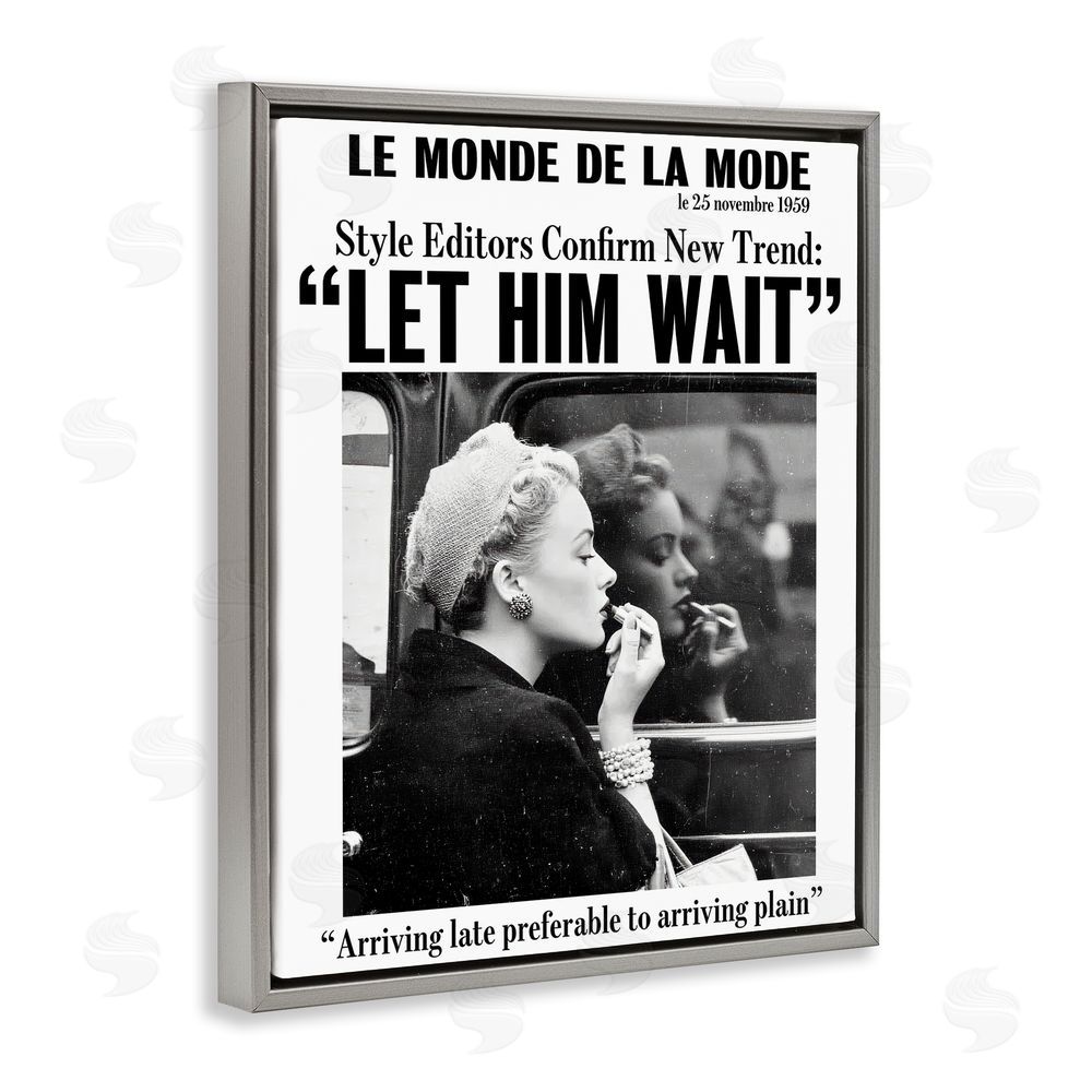 Annabelle Hall Let Him Wait Advice Gray Floating Frame Canvas Wall Art Print