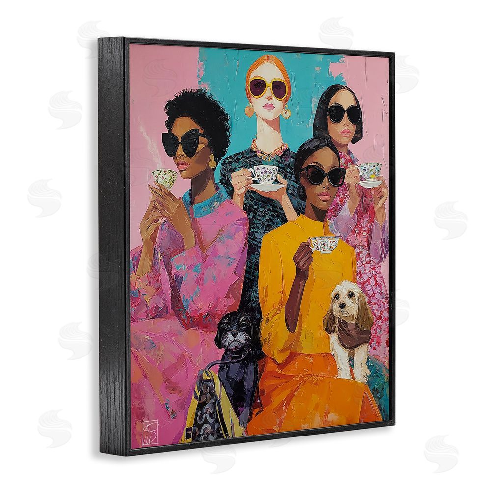 Sara Culpepper Bold And Saucy Tea Party Black Framed Giclee Wall Art Print