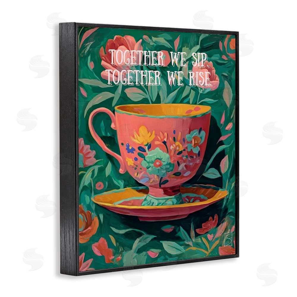 Sara Culpepper Together We Sip & Rise Black Framed Giclee Wall Art Print