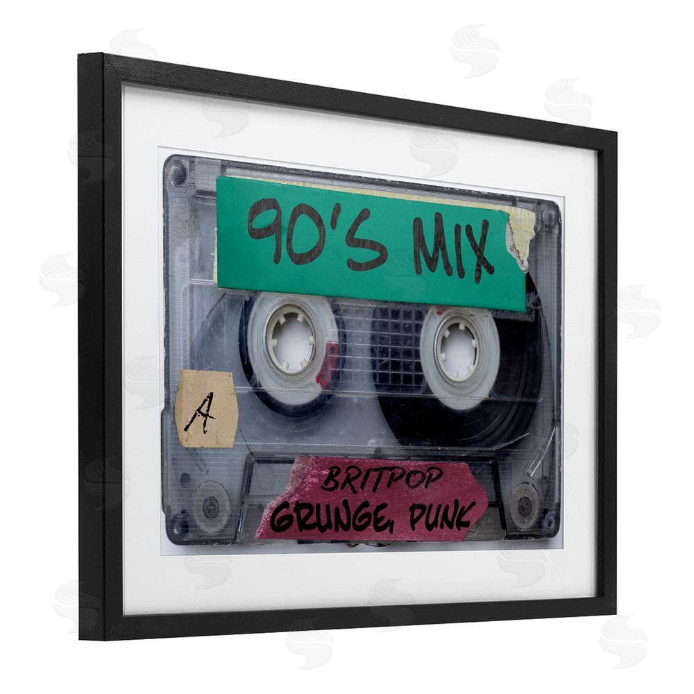 Annabelle Hall Retro 90s Mix Cassette Black Framed Print Under Glass Wall Art