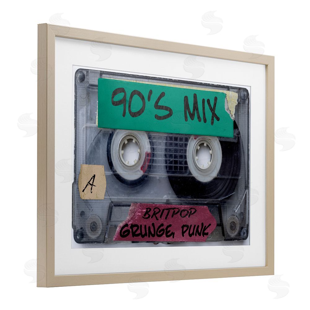 Annabelle Hall Retro 90s Mix Cassette Birch Framed Print Under Glass Wall Art