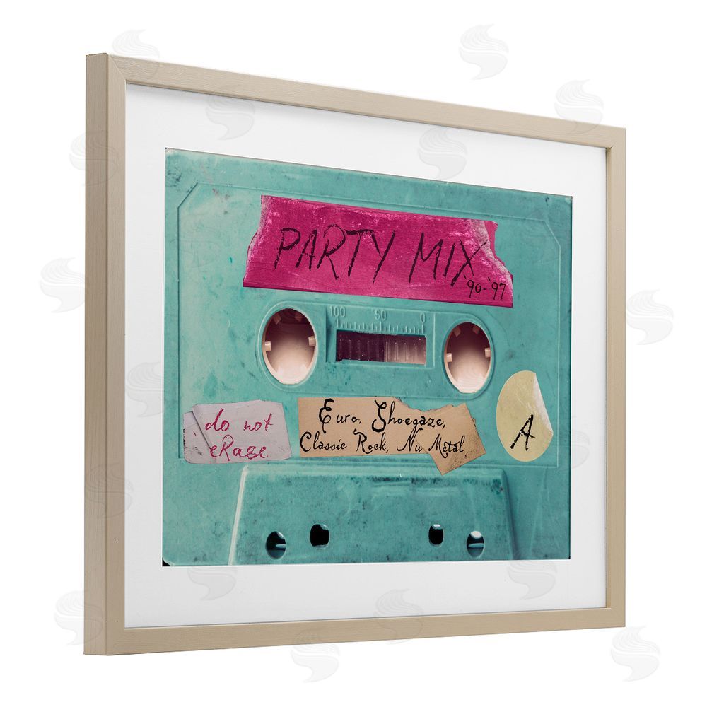 Annabelle Hall Retro Party Mix Cassette Birch Framed Print Under Glass Wall Art