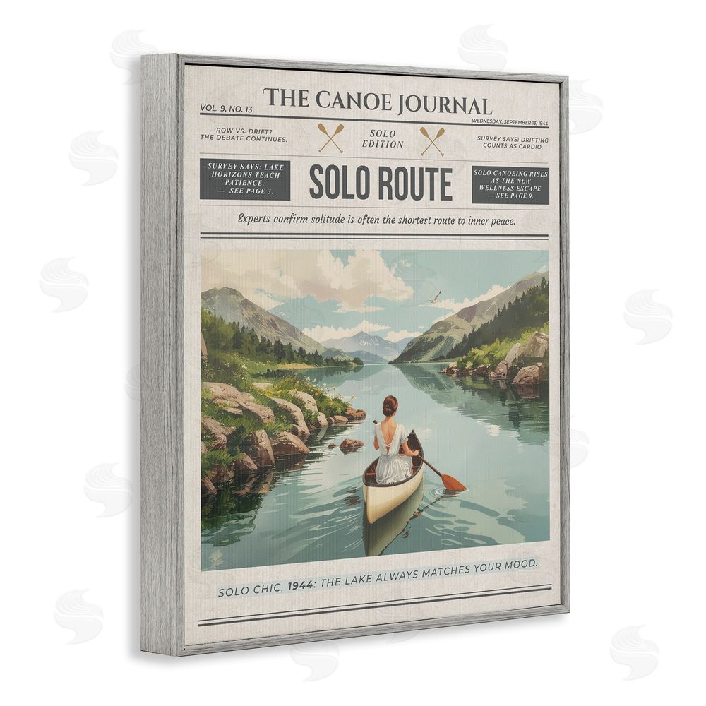 A Barefoot Stylist Canoe Journal Newspaper Gray Framed Giclee Wall Art Print