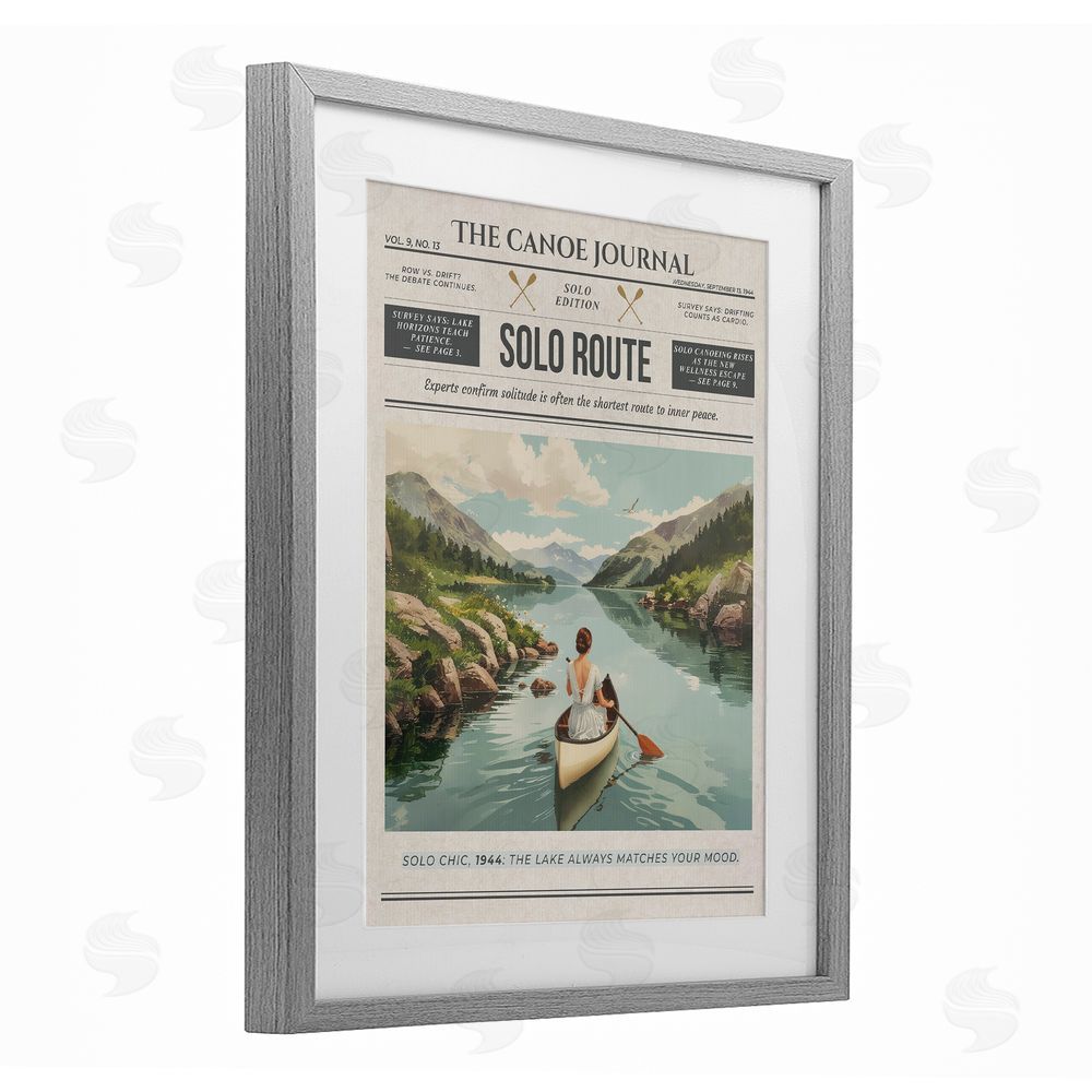 A Barefoot Stylist Canoe Journal Newspaper Gray Framed Print Under Glass Wall Art
