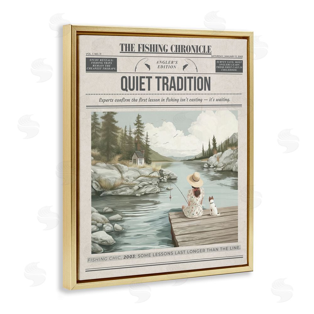 A Barefoot Stylist Fishing Chronicle Magazine Gold Floating Frame Canvas Wall Art Print