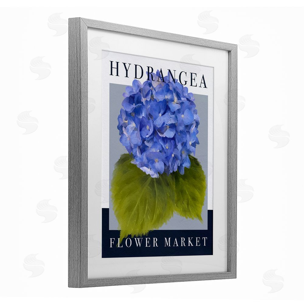 Jennifer Stith Hydrangea Flower Market Gray Framed Print Under Glass Wall Art