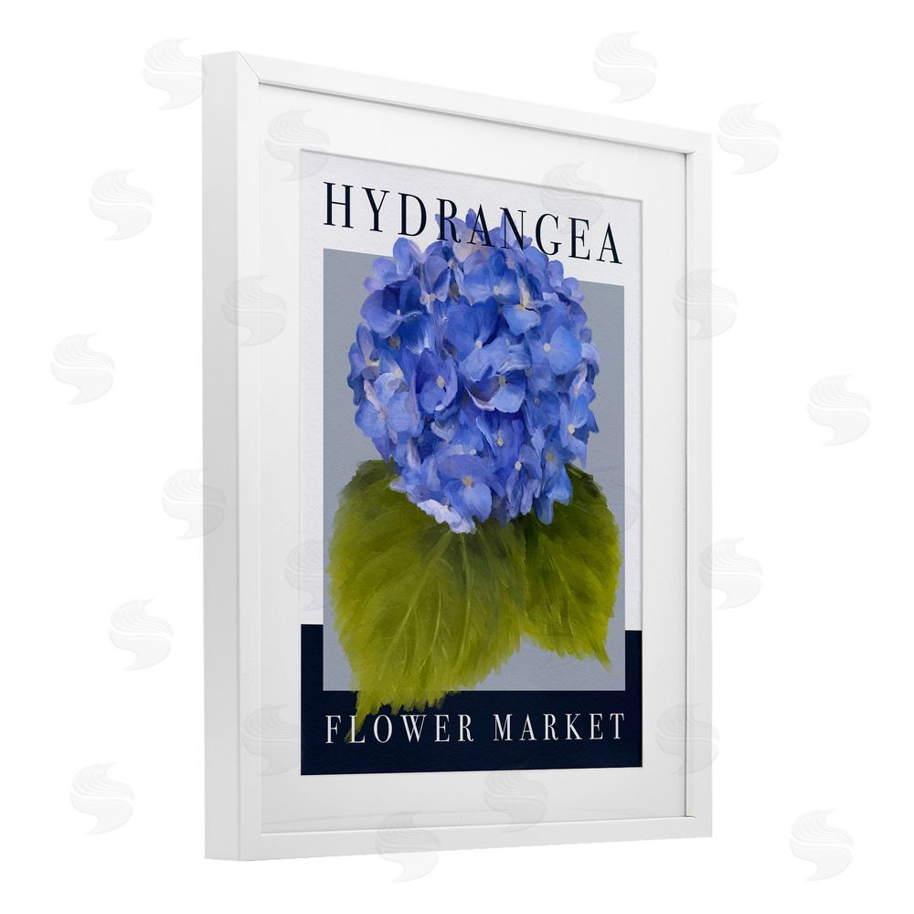 Jennifer Stith Hydrangea Flower Market White Framed Print Under Glass Wall Art