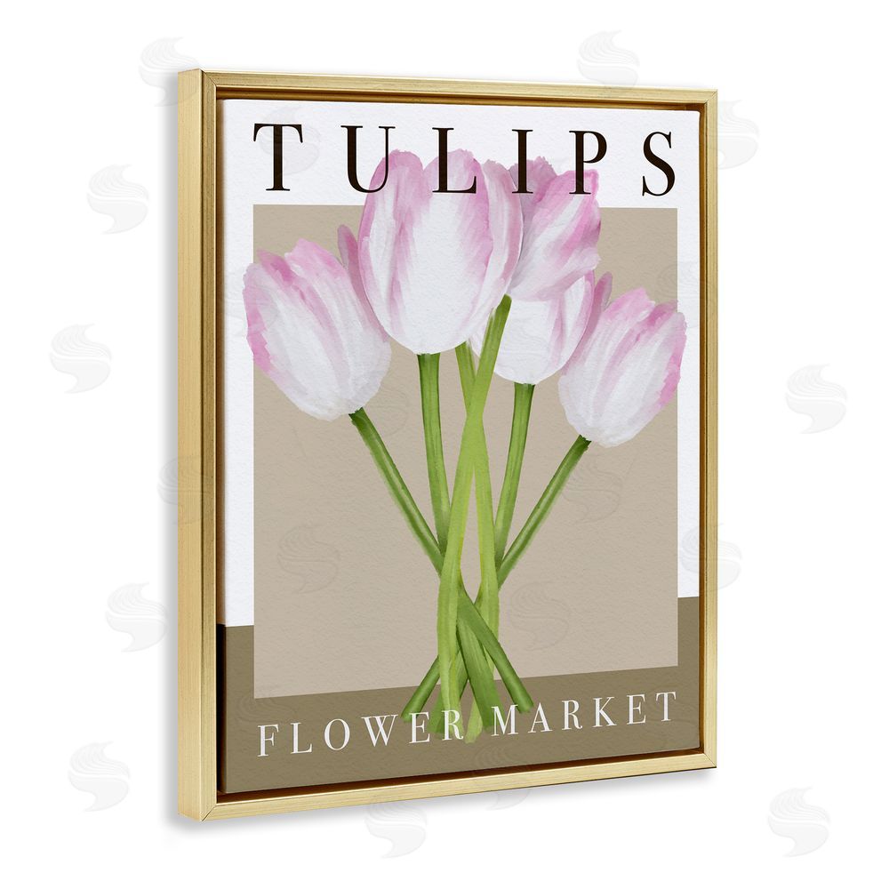 Jennifer Stith Tulips Flower Market Gold Floating Frame Canvas Wall Art Print