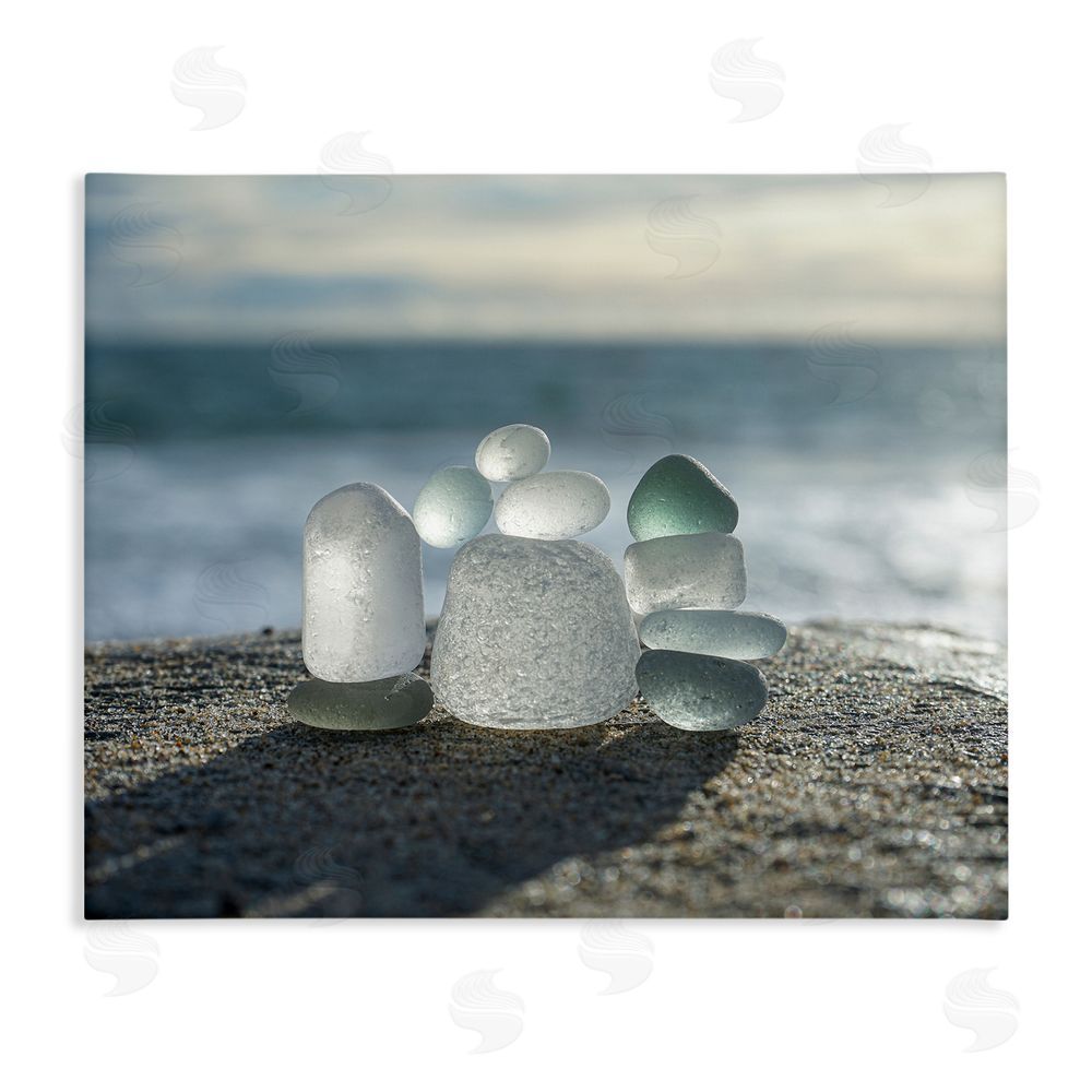 LMarie Allen Balancing Sea Glass Pebbles Stretched Canvas Wall Art Print