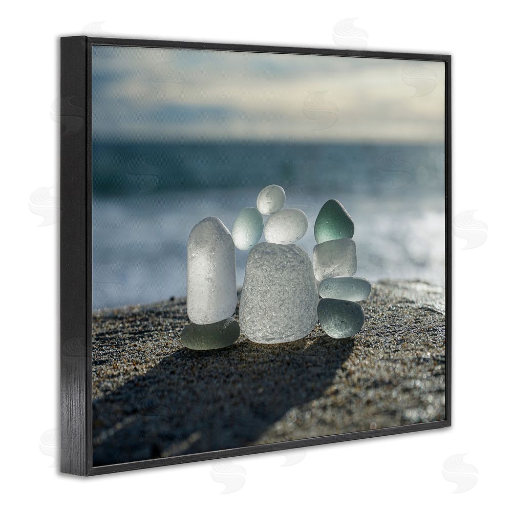 LMarie Allen Balancing Sea Glass Pebbles Black Framed Giclee Wall Art Print