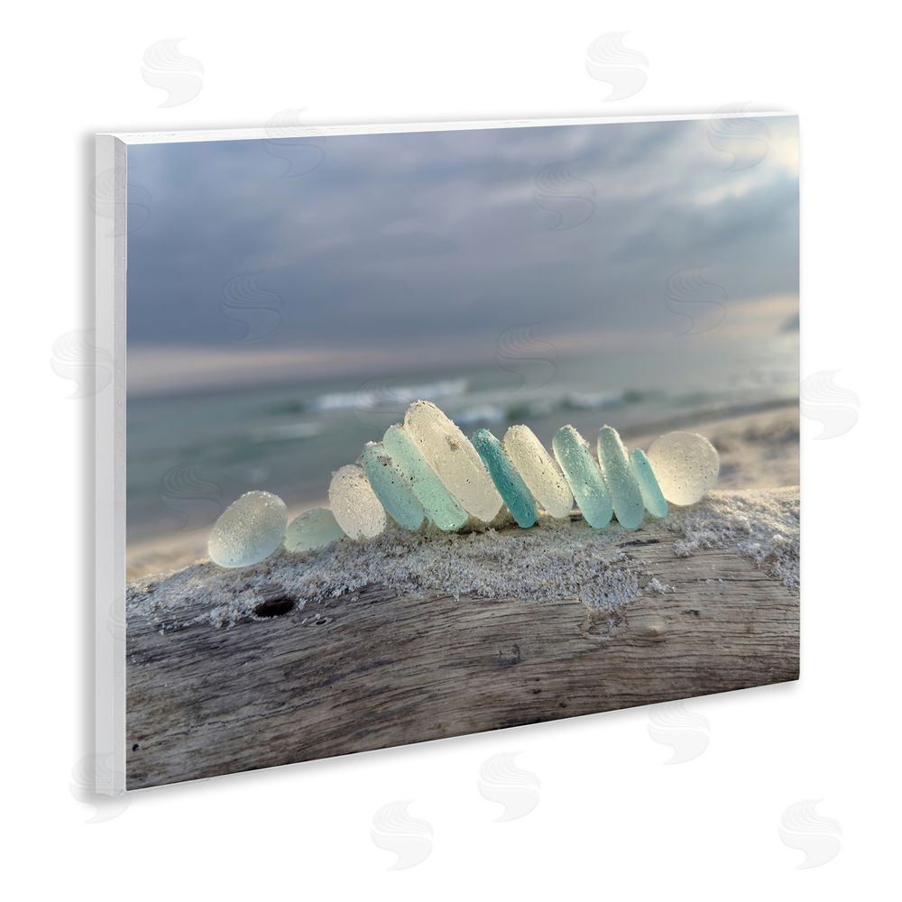 LMarie Allen Sea Glass On Driftwood Wooden Wall Plaque Art Print
