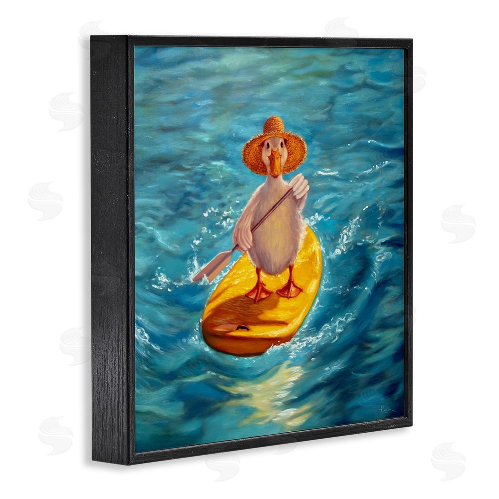 Lucia Heffernan The Paddler Duck with Straw Hat Black Framed Giclee Wall Art Print