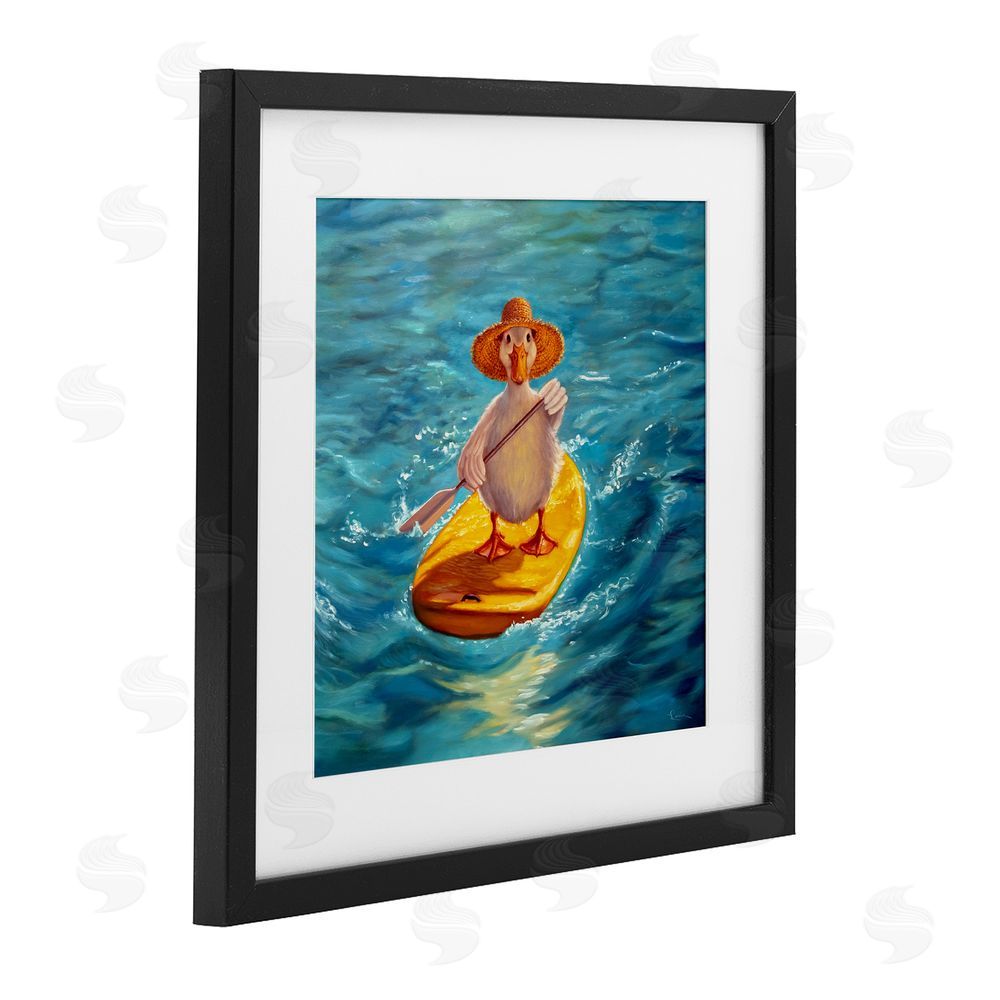 Lucia Heffernan The Paddler Duck with Straw Hat Black Framed Print Under Glass Wall Art