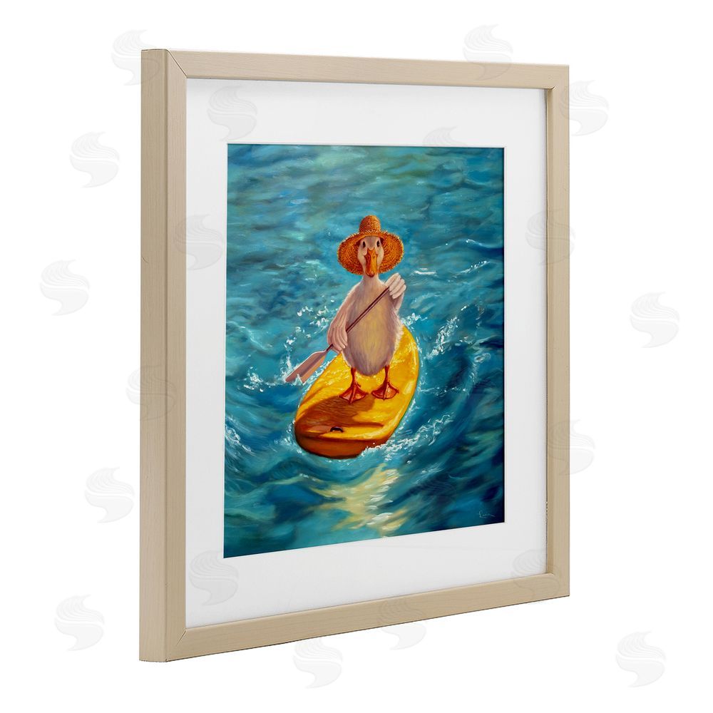 Lucia Heffernan The Paddler Duck with Straw Hat Brown Framed Print Under Glass Wall Art