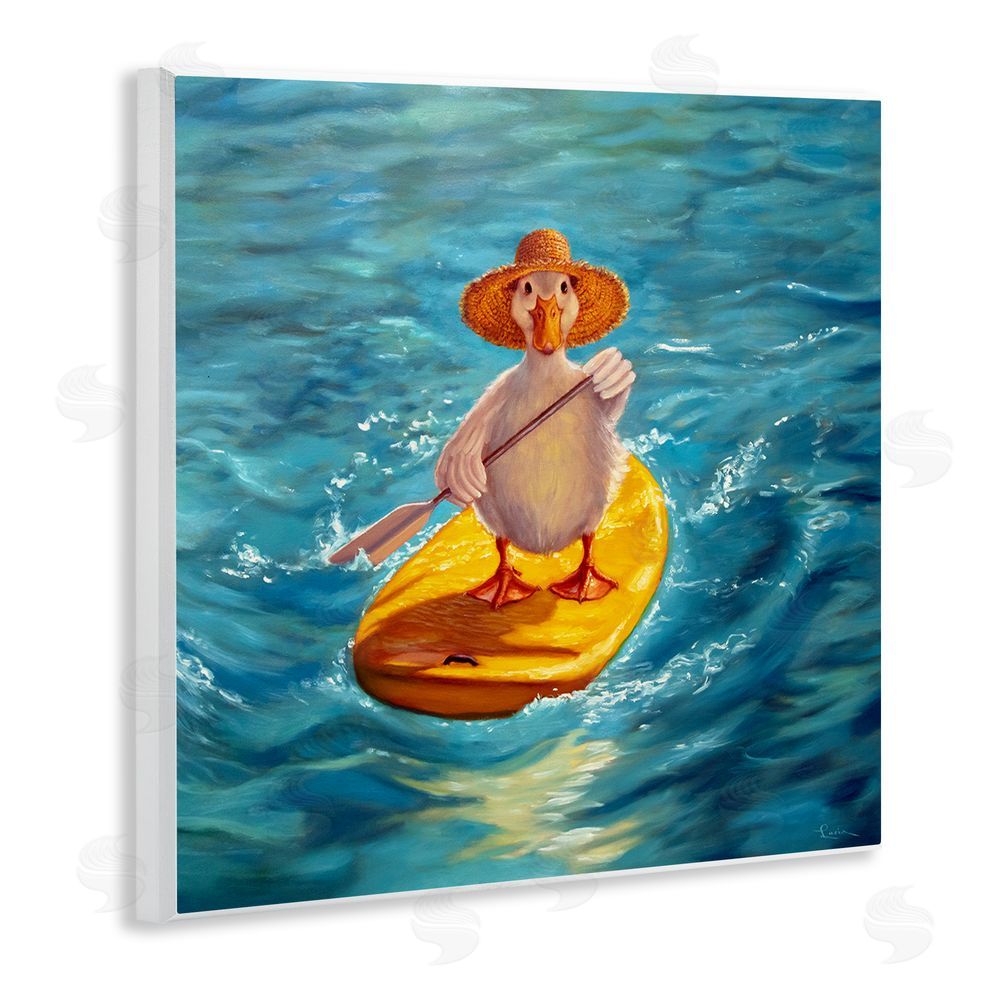 Lucia Heffernan The Paddler Duck with Straw Hat Wooden Wall Plaque Art Print