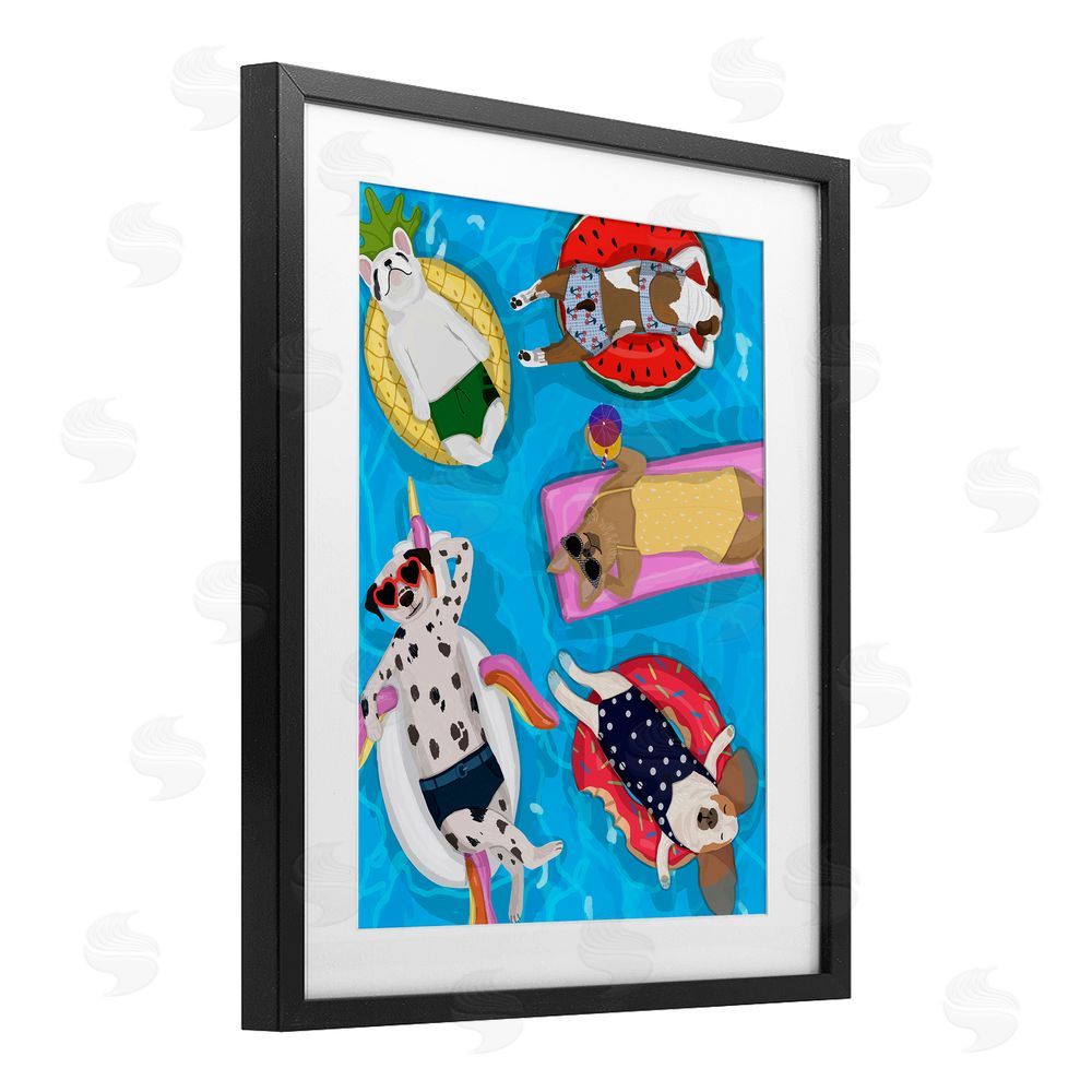 Hanna Melin Summer Sunbathing Dogs Black Framed Print Under Glass Wall Art