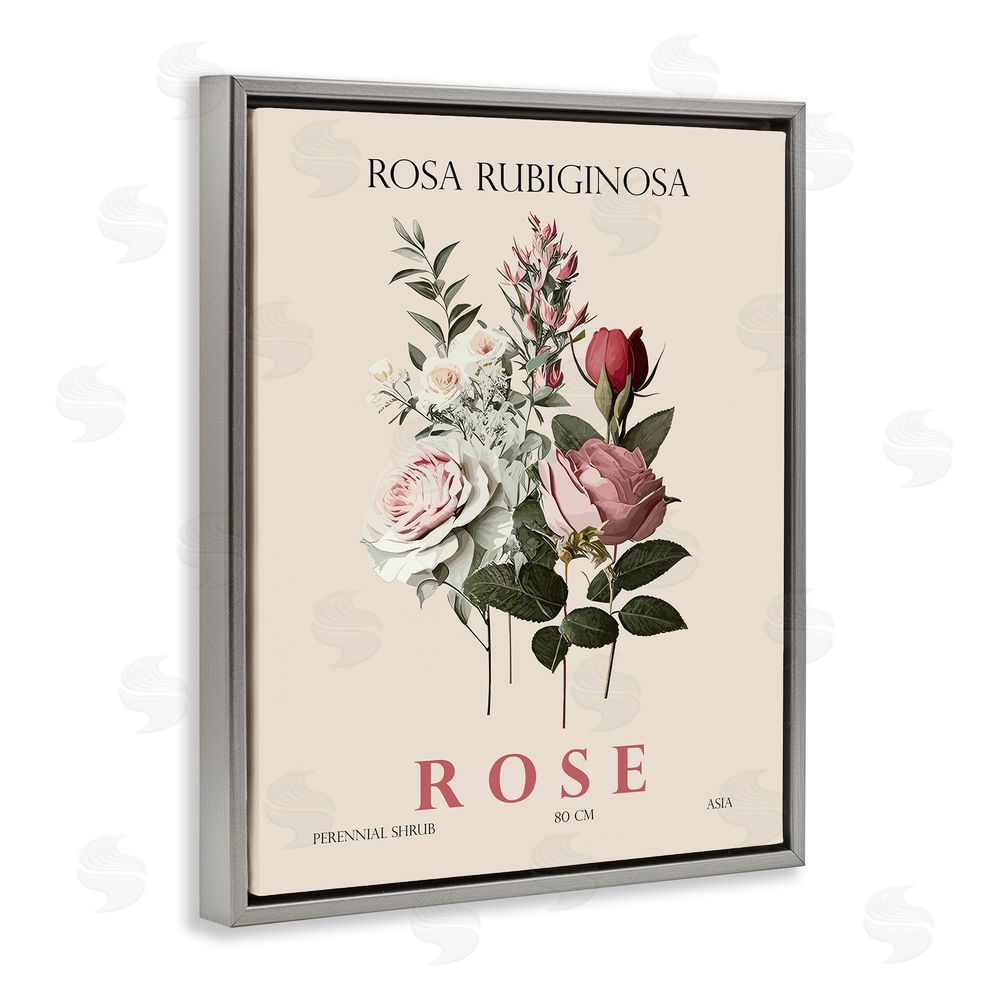 Christopher Giampietro Natural Rose Bundle Gray Floating Frame Canvas Wall Art Print